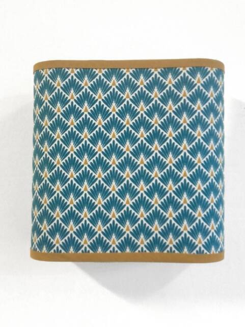 Square Wall Light Art Deco Pattern Duck Blue & Mustard Yellow - image 1