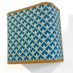 Square Wall Light Art Deco Pattern Duck Blue & Mustard Yellow - thumbnail 2