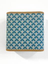 Square Wall Light Art Deco Pattern Duck Blue & Mustard Yellow - thumbnail 1