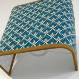 Square Wall Light Art Deco Pattern Duck Blue & Mustard Yellow - thumbnail 3