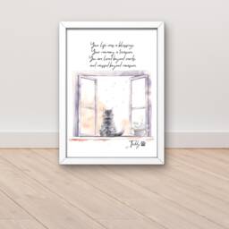 Cat Print, Cat Memorial Gift, Portrait Custom, Lover Gifts For Women, Personalised Pet Rememberance Gift - thumbnail 1