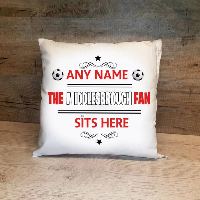 Personalised Middlesbrough Fan Cushion. With Any Name. Football Fan Cushion Fc Personalised Gift