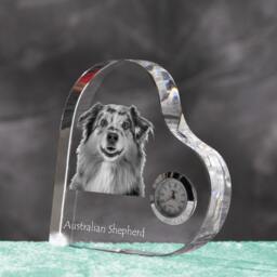 Australian Shepherd - Crystal Clock in The Shape Of A Heart With Image Pure-Bred Dog - thumbnail 2