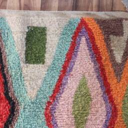 Colorful Moroccan Rug, Custom Fabulous Boujad Abstract Multicolored Carpet, Handmade Bohemian Rug - thumbnail 4