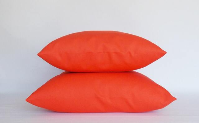 Set Of 2 Solid Orange Cotton Throw Pillow Covers - image 1