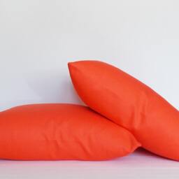 Set Of 2 Solid Orange Cotton Throw Pillow Covers - thumbnail 4