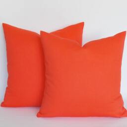 Set Of 2 Solid Orange Cotton Throw Pillow Covers - thumbnail 2