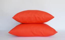 Set Of 2 Solid Orange Cotton Throw Pillow Covers
