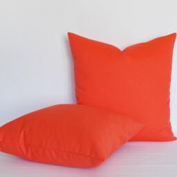 Set Of 2 Solid Orange Cotton Throw Pillow Covers - thumbnail 3
