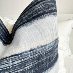 Indigo Hemp Pillow Cover. Hand Block Print Fabric. Vintage Textile. Cushion Cover - thumbnail 2