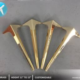 "Brass Coffee Table Legs , Metal Furniture Legs, Height 11""-15" - thumbnail 2