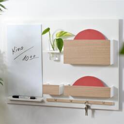Wall Organizer + Dry Erase Board, White Natural Oak, Whiteboard, Noticeboard, Office - thumbnail 2