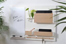 Wall Organizer + Dry Erase Board, White Natural Oak, Whiteboard, Noticeboard, Office