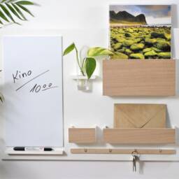 Wall Organizer + Dry Erase Board, White Natural Oak, Whiteboard, Noticeboard, Office - thumbnail 3