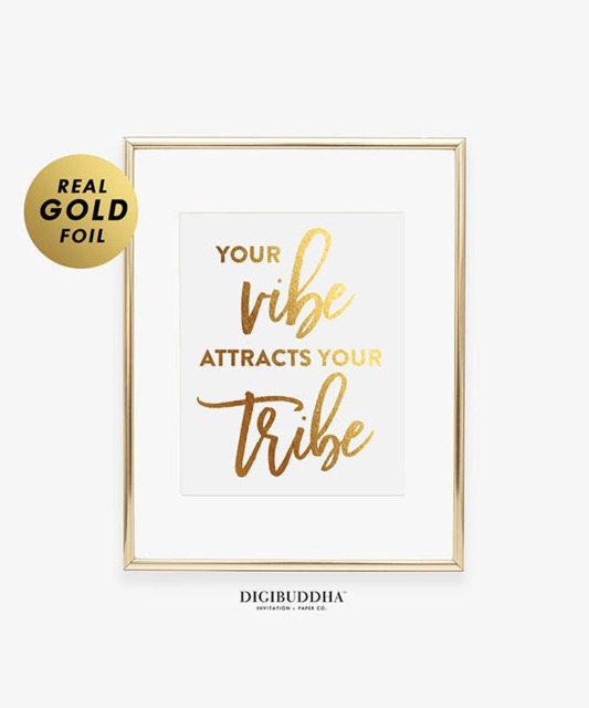 Your Vibe Attracts Tribe Gold Silver Or Rose Foil Print Motivational Art Calligraphy Decor Inspirational Poster Office A14 - image 1
