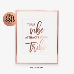 Your Vibe Attracts Tribe Gold Silver Or Rose Foil Print Motivational Art Calligraphy Decor Inspirational Poster Office A14 - thumbnail 3