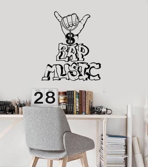 Rap Music Vinyl Wall Decal Rapper Words Musical Room Decor Idea Stickers Mural - #3126Di - image 1