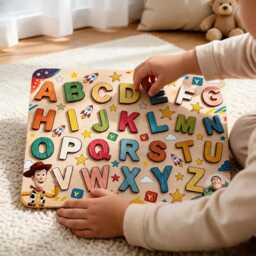Personalized Toy Story Wooden Alphabet Puzzle, Montessori Board For Toddlers, 1St Birthday Gift, Educational Preschool - thumbnail 3