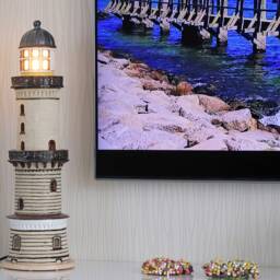 Warnemunde Handmade Ceramic Lighthouse Lamp Table Marine Gifts Father's Day Gift Collectible Lighouse Led Night Light Wedding - thumbnail 2