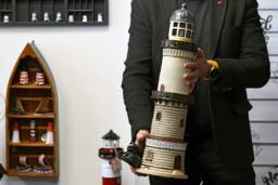Warnemunde Handmade Ceramic Lighthouse Lamp Table Marine Gifts Father's Day Gift Collectible Lighouse Led Night Light Wedding - thumbnail 1