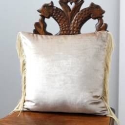 Handmade Victorian-style Needlepoint Cushion With Silk Velvet Backing & Antique French Passementerie Trim - thumbnail 4