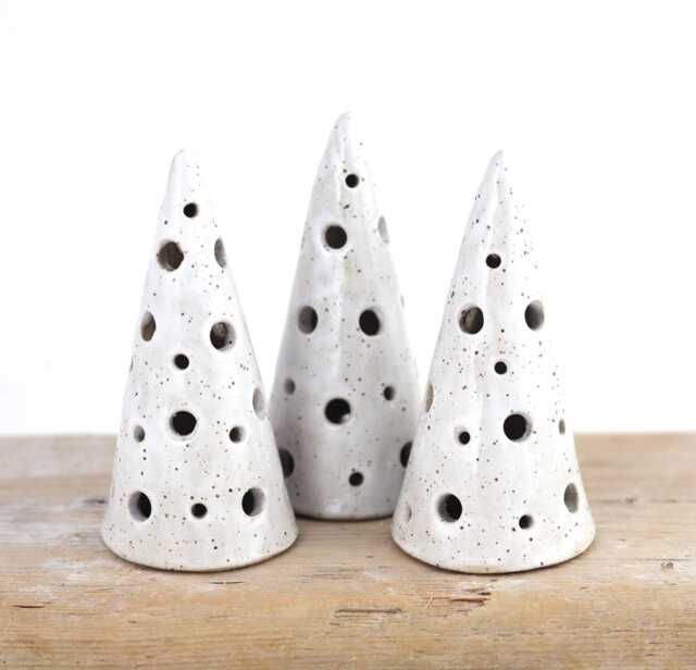Handmade Ceramic Christmas Tree Decor, Speckled Pottery Winter Holiday Display - image 1