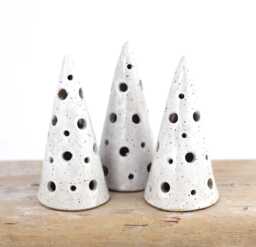Handmade Ceramic Christmas Tree Decor, Speckled Pottery Winter Holiday Display - thumbnail 1