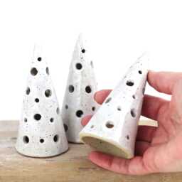 Handmade Ceramic Christmas Tree Decor, Speckled Pottery Winter Holiday Display - thumbnail 3
