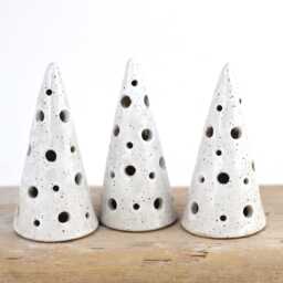 Handmade Ceramic Christmas Tree Decor, Speckled Pottery Winter Holiday Display - thumbnail 4