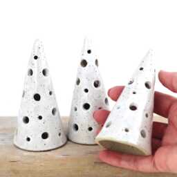 Handmade Ceramic Christmas Tree Decor, Speckled Pottery Winter Holiday Display - thumbnail 2