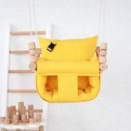 Yellow Cotton Baby Swing Handmade Montessori Highchair Swing - thumbnail 2
