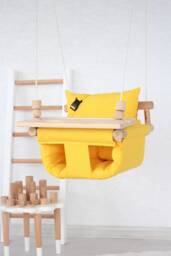 Yellow Cotton Baby Swing Handmade Montessori Highchair Swing