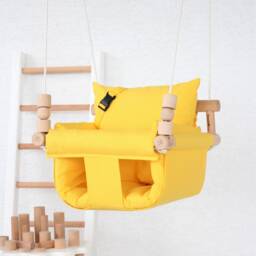 Yellow Cotton Baby Swing Handmade Montessori Highchair Swing - thumbnail 3