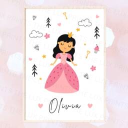 Personalised Wall Art Prints Rainbow Fairytale - Girls Set Of 3- Bedroom Nursery Childrens Princess Kids -Playroom Decor - thumbnail 3