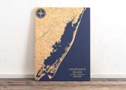 Assateague Island, Maryland Map - Engraved Wood Coastal Chart Wall Art Sign, Beach Home Decor Nautical Print, Personalized Family Gift - thumbnail 1