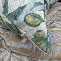 Green Beige Floral Pillow Cover, Cotton Woodland Cushion Contemporary/Countryside Home - thumbnail 2