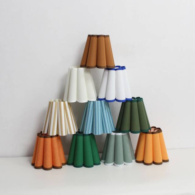 Handmade Scalloped Pleated Lampshade Mini Fabric Shade, Customizable Color - image 1