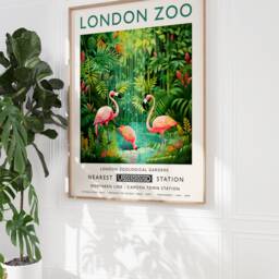 London Zoo Print, Flamingo Animal Poster, Botanical Decor, Henri Rousseau Wall Art, Tropical Jungle Safari Print - thumbnail 2