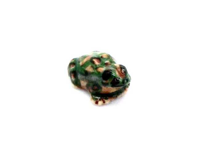 Miniature Ceramic Frog Toad Mini Baby Reptile Animal Little Green Brown Figurine Tiny Statue Small Decoration Hand Painted Craft Figure Deco - image 1
