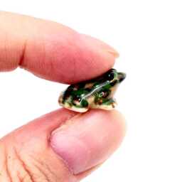 Miniature Ceramic Frog Toad Mini Baby Reptile Animal Little Green Brown Figurine Tiny Statue Small Decoration Hand Painted Craft Figure Deco - thumbnail 4
