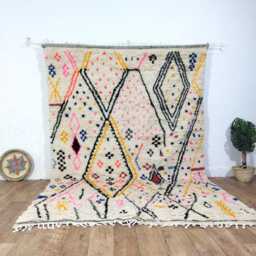 Handmade Wool Azilal Rug - Colorful Geometric Boho Living Room Carpet - thumbnail 2