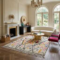 Handmade Wool Azilal Rug - Colorful Geometric Boho Living Room Carpet - thumbnail 3