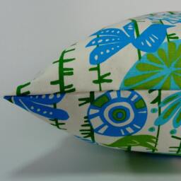 Aqua Bird Print Pillow Cover Green Floral Cushion - 18 X 18 - thumbnail 2