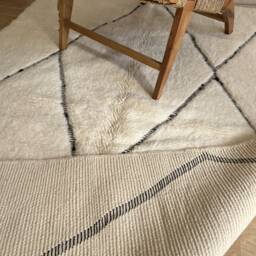 Ivory Moroccan Rug - Handmade Wool Beni Ourain Style Minimalist Cream Area Carpet - thumbnail 4