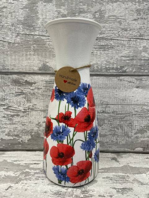 Poppy Vase, Poppy Gifts For Her, Vases, Decoupaged, Flowers, Mother's Day, Mum Gifts, Flower Vase - image 1