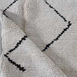 "Handmade Moroccan Berber Rug Neutral Geometric Wool Carpet, 6'10"" X 3'6" - thumbnail 3