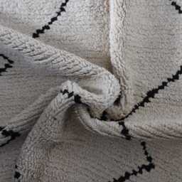 "Handmade Moroccan Berber Rug Neutral Geometric Wool Carpet, 6'10"" X 3'6" - thumbnail 4
