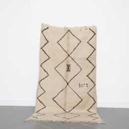 "Handmade Moroccan Berber Rug Neutral Geometric Wool Carpet, 6'10"" X 3'6" - thumbnail 1