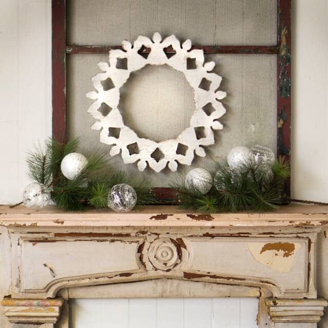 Angel Wreath Wooden Door Snow Decor Christmas Winter Decoration - image 1