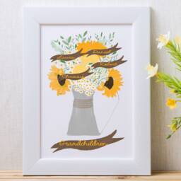 Personalised Sunflower Family Tree Print Custom Floral Art - thumbnail 2